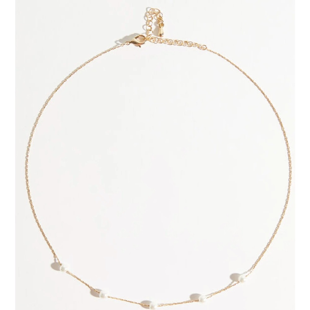 18k Gold Pearl Charm Necklace